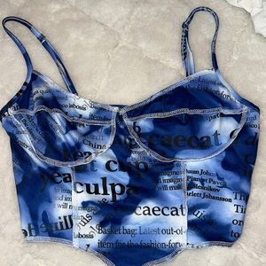 Blue & Black & White Crop Tank Top 💙🖤🤍